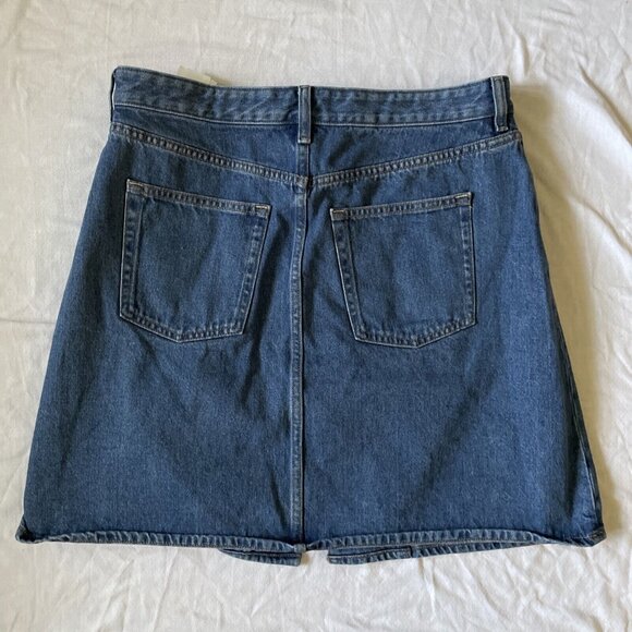 COS Womens Button-Front Denim Skirt Blue Size 14 Adjustable Waist Cotton - Picture 3 of 7